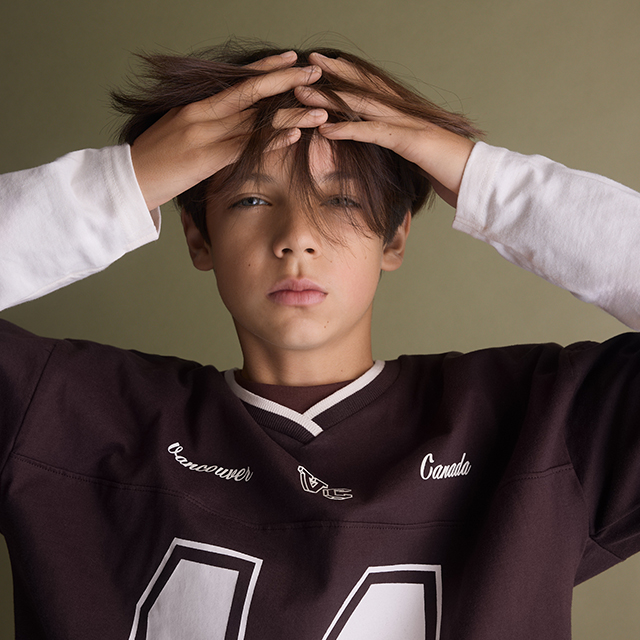 A person wearing a dark shirt with